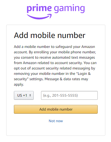 Если amazon спросит номер телефона, нажмите по ссылке 'Not now'.